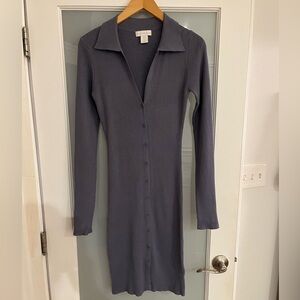 House of Harlow 1960 Revolve Carmen Knit Long Sleeve Collared Dress Periwinkle